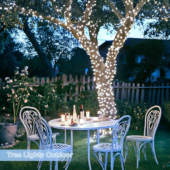 JMEXSUSS 1000 LED White Christmas String Lights Outdoor with Remote, 272 Ft Outdoor String Lights for Outside Patio Garden Bedroom Party Holiday Wedding Decor