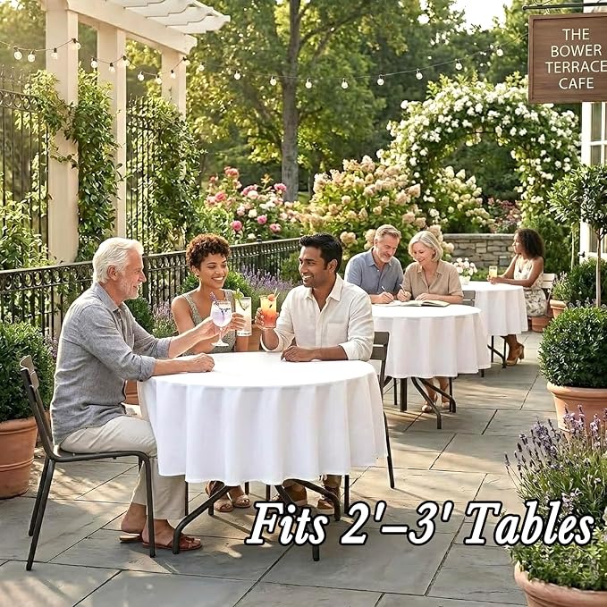 8 Pack White Round Tablecloth 70 Inch Table Cloth for Round Tables, Washable Polyester Tablecloth Stain and Wrinkle Resistant Decorative Table Cover for Wedding Party Dining Banquet