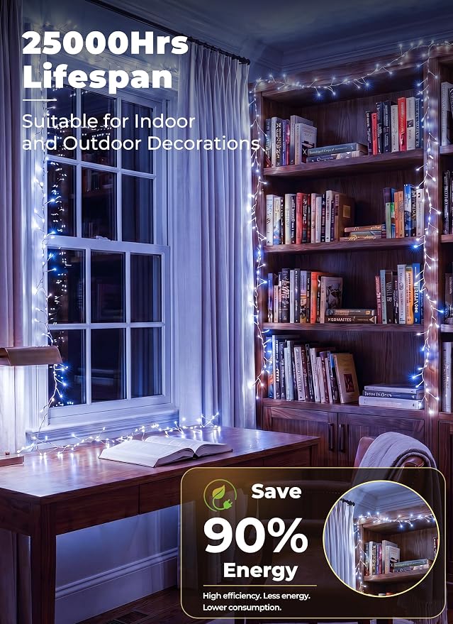 Twinkling Fairy Lights Plug in, 10FT 200LED Twinkle Lights - Firecracker String Lights, Christmas Tree Lights Waterproof for Bedroom, Garden, Patio, DIY Wreath, Indoor Outdoor Christmas Decorations