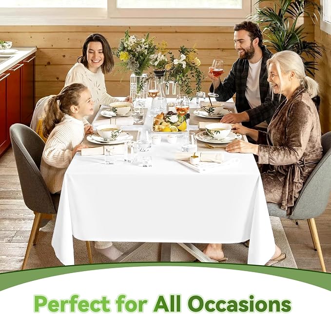 12 Pack White Tablecloths for Rectangle Tables Stain and Wrinkle Resistant Washable Polyester Tablecloth 60 x 126 Inch Table Cloth Rectangle Table 8 Foot Rectangle Table Cloth for Wedding Party