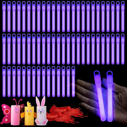 Lewtemi 100 Pack 4 Inch Glow Purple Sticks Bulk, Glow in the Dark Party Supplies Birthday and Holidays
