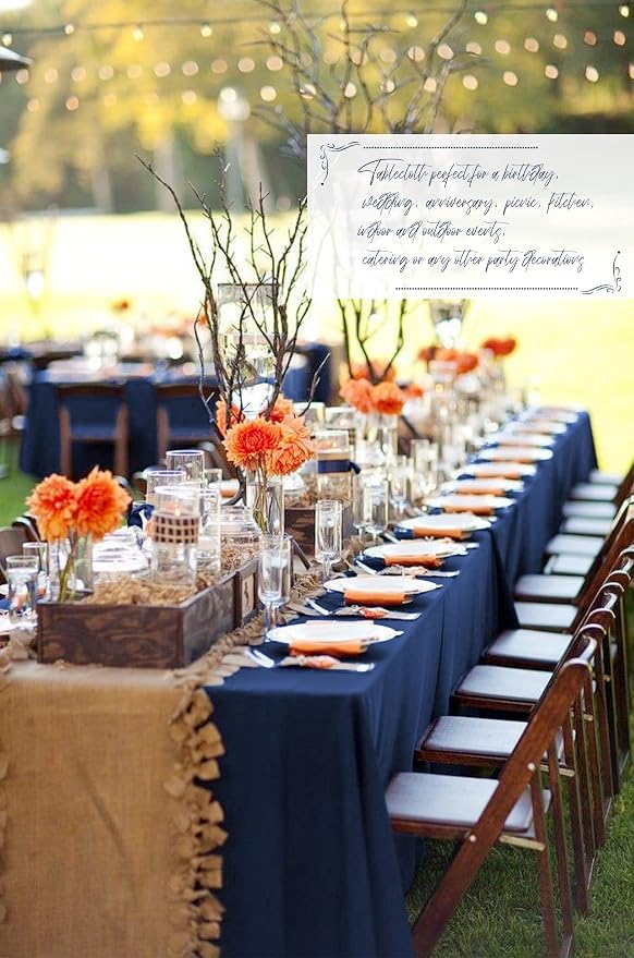Pesonlook 6Pack Navy Blue Tablecloths for 6 ft Rectangle Tables, 60 x 102 Inch Rectangle Table Cloth Polyester Fabric Washable Table Cloth for Wedding Reception Banquet Party Restaurant