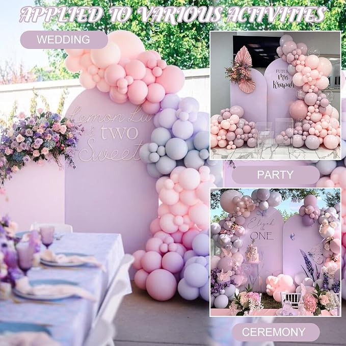 Metal Arch Stand and Cover Set,1 Light Purple Spandex Fitted Backdrop with 1 Gold Wedding Arched Stand Frame for Parties Birthday Baby Shower Bridal Banquet Decoration (6.6FT)