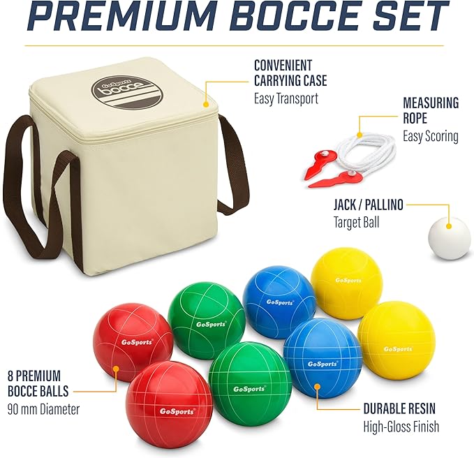 GoSports 90 mm Bocce Ball Sets - Outdoor Lawn Game - Composite or Resin