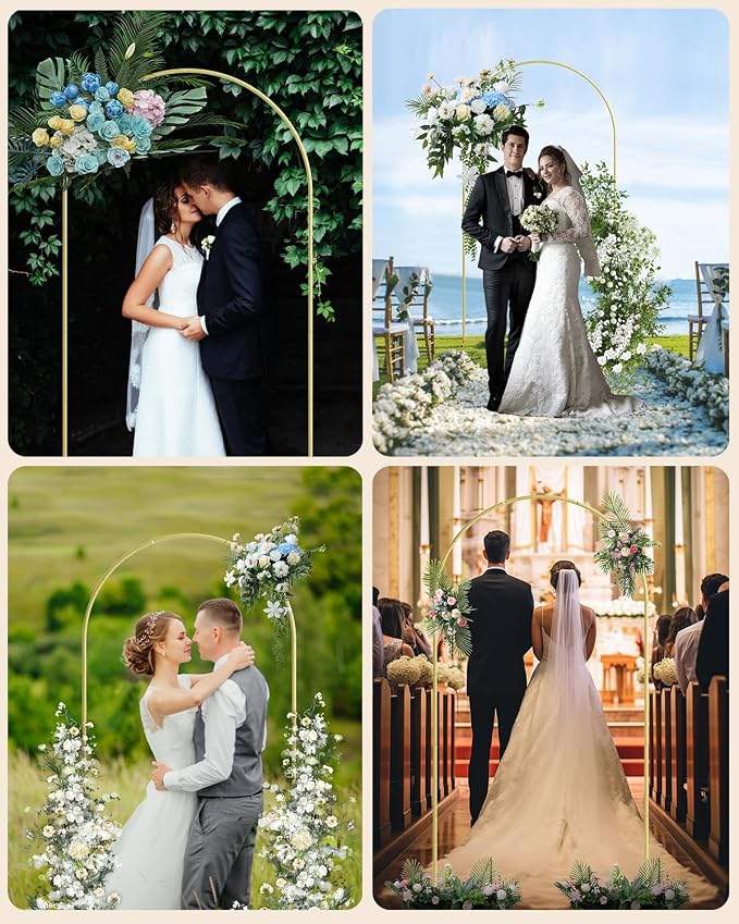 Wedding Arch, Metal Arch Backdrop Stand, Balloon Arch Stand Wedding Frame for Ceremony Decoration (Gold, 6FT, 5FT, 4FT Arch Backdrop)