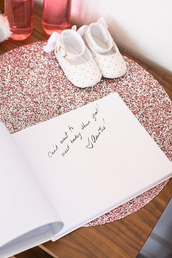 Pearhead Linen Guest Book, Ivory with Gold Script, Gender Neutral Event Keepsake, Graduation, Baby Shower or Wedding Bridal Shower Party Sign-In Book, 100 Blank Pages, 7 x 9