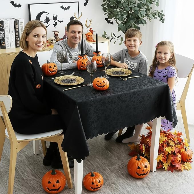 Smiry Square Table Cloth, Waterproof Heavy Duty Vinyl Tablecloths, Wipeable Washable Table Cover for Kitchen and Dining Room (Black, 70" x 70")