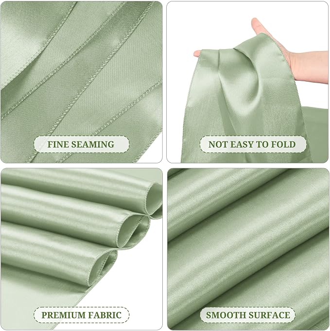 15 Pack Satin Table Runners 12 x 108 Inch Long, Sage Green Table Runners for Rectangle Round Tables,Smooth Satin Table Runner for Wedding,Birthday Party Banquets Graduation Engagements Decoration