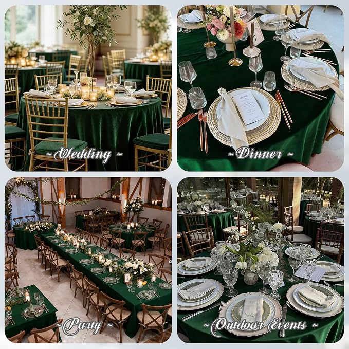 10 Pack Round Tablecloth 90 Inch Hunter Green, Waterproof Polyester Fabric Table Cloth for Round Tables, Stain Wrinkle Resistant Tablecloths Washable Table Cover for Wedding Dining Party Banquet