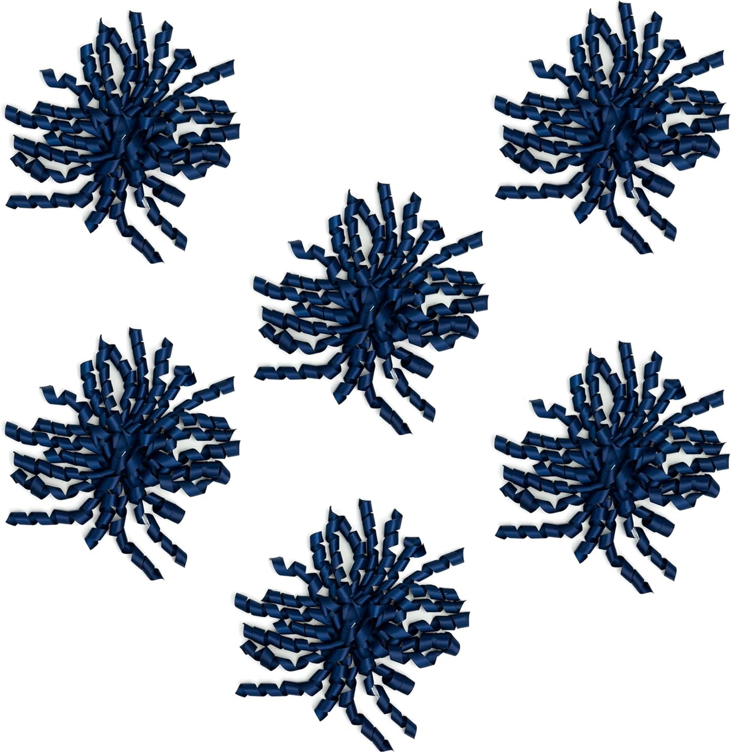 6 Inch Navy Curly Bows for Gift Wrapping Set of 6, Self Adhesive Bows Navy Blue Gift Bows for Presents, Satin Ribbon Bows for Birthday, Wedding, Christmas, Bridal Shower, Gift Wrap Accessory