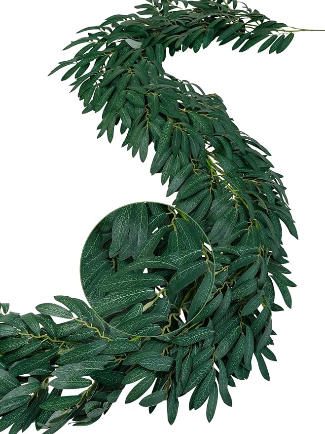 ucky Fake Vines, Eucalyptu Vines Garland, Ivy Vines, Green Artificial Wall Decor Hanging, Wedding Decoration，Flower Bouquet Decoration (4, Olive Vines)
