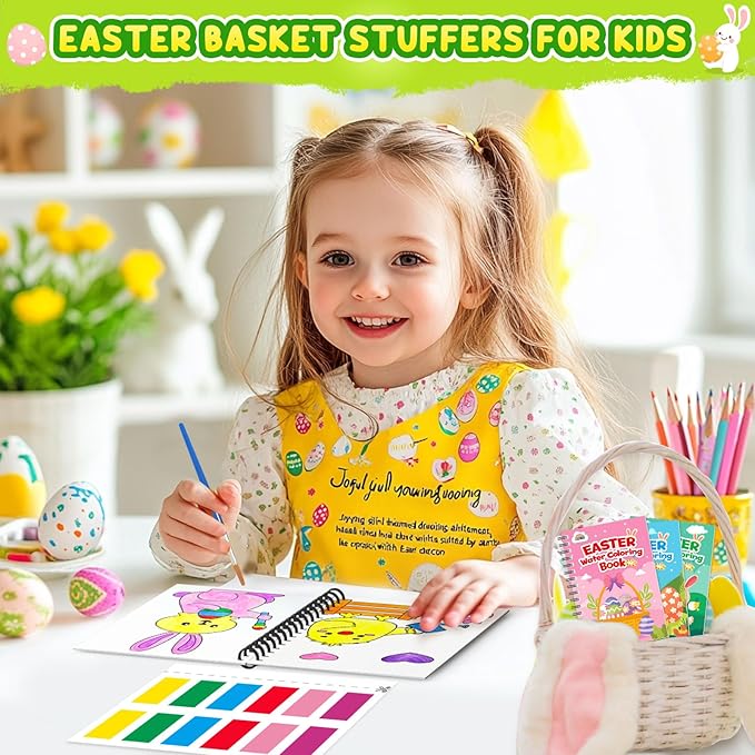 ZMLM Toddler Easter Basket Stuffers - 24 Mini Easter Coloring Books for Kids 4-8, Bulk Easter Gifts for Kids Party Favors,Goodie Bag Stuffers Birthday Return Gifts Prizes