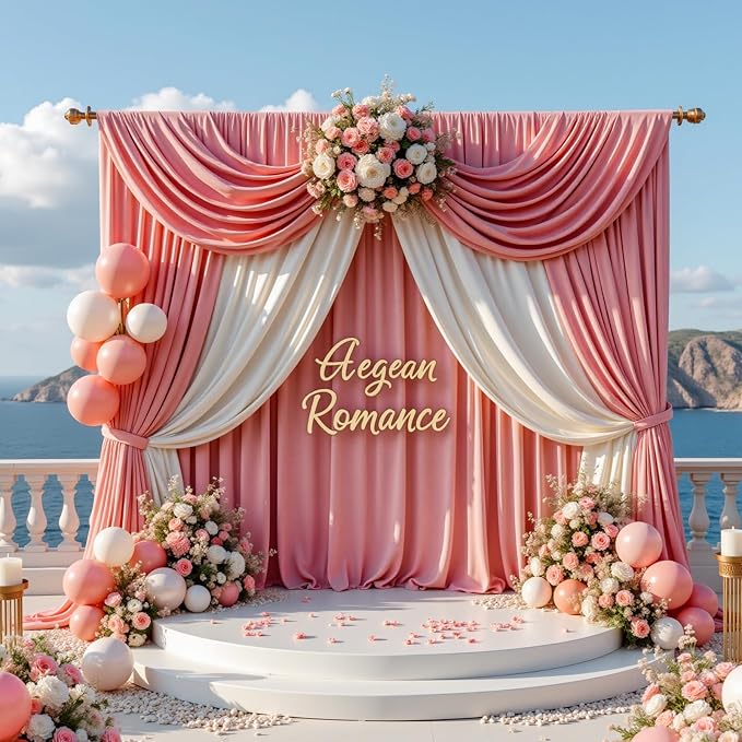 Gallety Pink Backdrop Curtains for Wedding, Polyester Photography Backdrops Curtains - 20FT x 10FT Wall Curtains with Rod Pockets for Celebration,Birthday, Baby Baptism,Graduation Decorations
