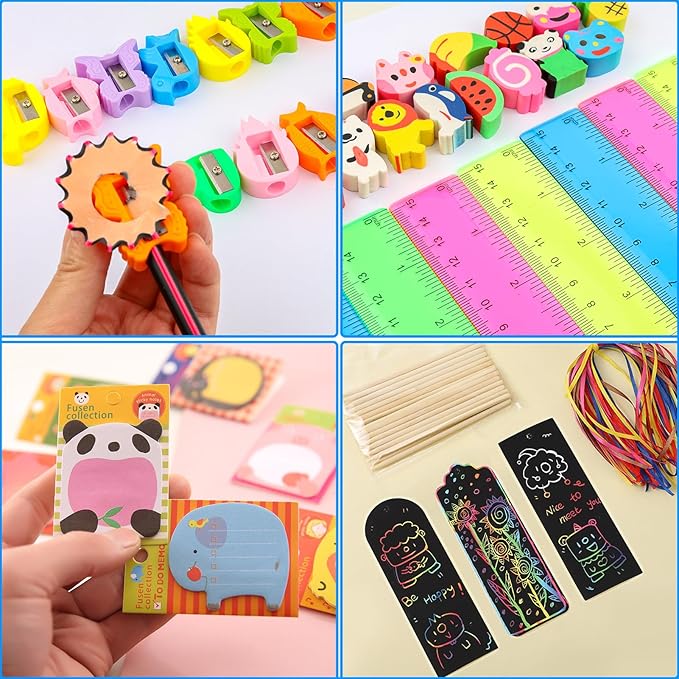 Mepmela Goodie Bags for Birthday Party, 24 Pack Stationery Party Favors with Pencils Rulers Erasers Perfect Classroom Rewards Student Gifts School Class Goody Bag Return Gifts