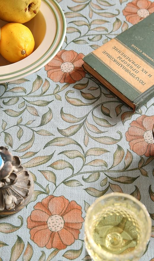 patdrea Vintage French Linen Tablecloth,Round,Diameter 67"-Wensel | Italian Provencal Table Cloth for Round Table,Colorful Floral Patterned,Dining Room Tea Party Thanksgiving Decor