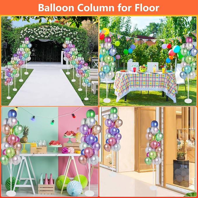 Balloon Stand Kit for Floor - 4 set of Balloon Stands with Base, Balloon Sticks, Decorations for Party Birthday Wedding Baby Shower Gender Reveal Graduation