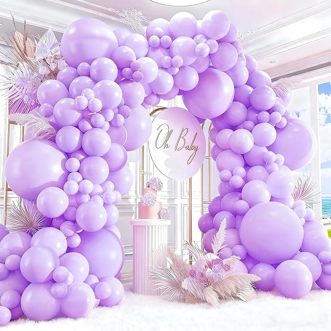 412pcs Pastel Purple Balloon Garland Arch Kit 18 12 10 5 Inch Different Sizes Light Purple Latex Balloons for Baby Shower Birthday Wedding Lavender Party Decoration