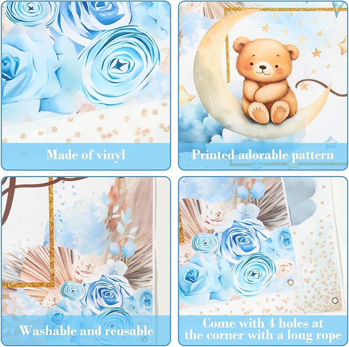 DataMoon We Can Bearly Wait Baby Shower Decorations - Baby Boxes with Letters,Boho Balloons,We Can Bearly Wait Backdrop for Teddy Bear Baby Shower,Birthday Supplies,Gender Reveal Party Supplies
