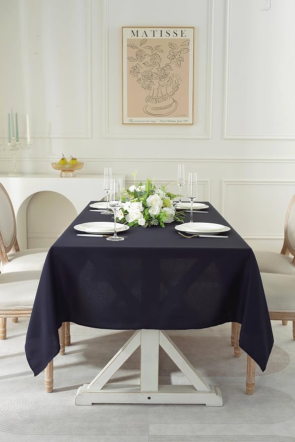 5 Pack Rectangle Tablecloth, 60 x 126 Inch Navy Blue, 8ft Rectangle Table Cloth, Polyester Fabric Washable for Home, Party, Wedding or Restaurant Use