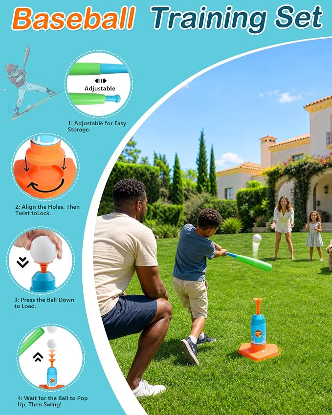 Outdoor Toys for Kids Ages 4-8, 8-in-1 Backyard Games Set with Multiple Sports Activities, Outdoor Family Play for Boys and Girls, Ideal for Parties, Camping & Birthday Gifts