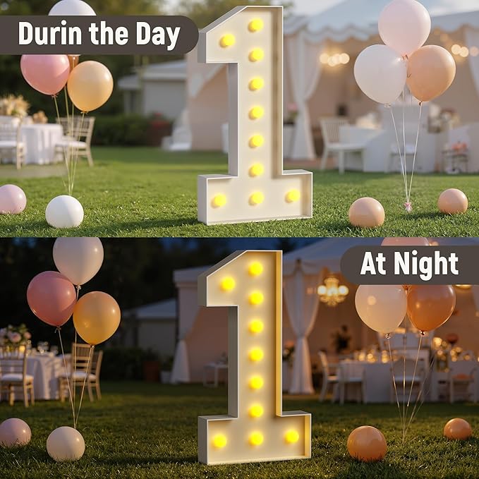 Mixifox 16 Light up Numbers 4 Feet Tall, 16 Marquee Numbers for Party, Sweet 16 Birthday Decorations, Big 16 Sign with Light for Anniversary, Birthday Backdrop Decor