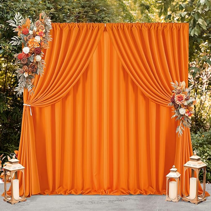 Orange Backdrop Panels Background: Polyester Backdrop Curtains Fabric 10ftx8ft Wall Backdrop Stage Wedding Decorations Drape Autumn Halloween