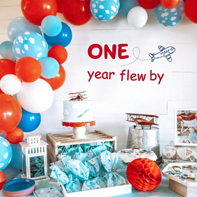 Airplane Decal for Party Balloon Arch | One Year Flew by 1st Birthday Decor, Plane Birthday Decor