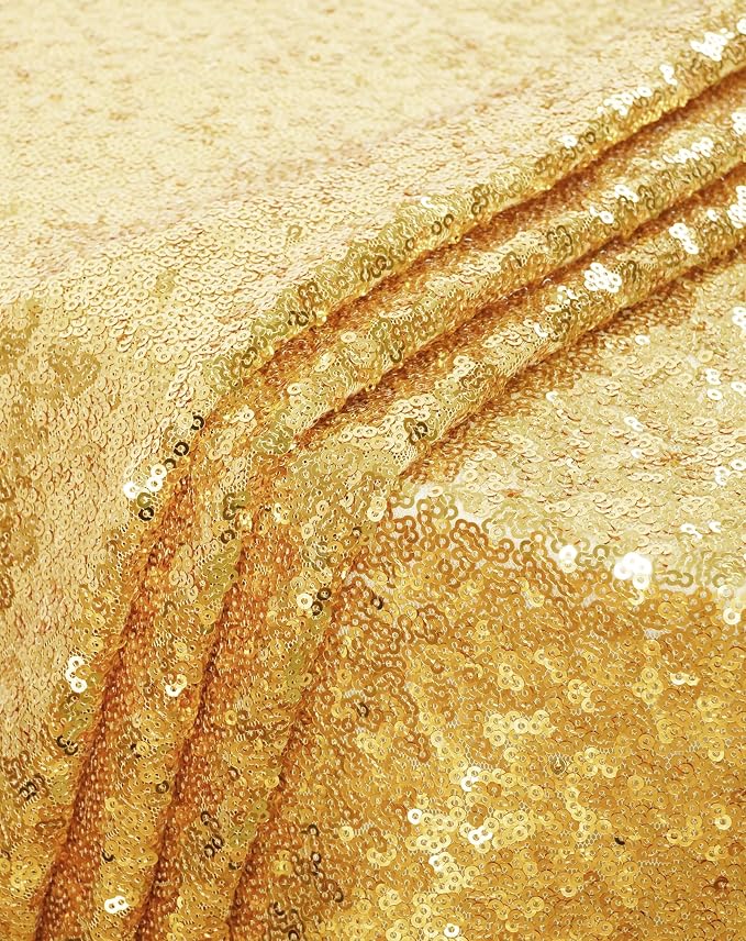 Eternal Beauty Gold Tablecloth, 60x102 Inch Sequin Rectangle Table Cover for Valentines Cake Dessert Exhibition Party Birthday Events