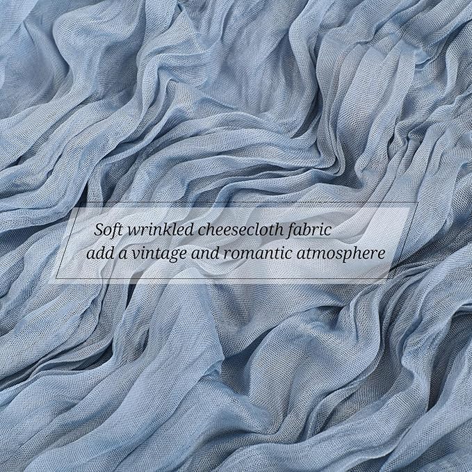25 Pack Dusty Blue Cheesecloth Table Runner 17 x 108 Inch Fall Thanksgiving Boho Rustic Farmhouse Gauze Cheese Cloth Runner for Wedding Party Baby Shower Home Decor Holiday Decorations