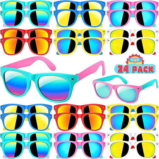 GIFTINBOX Party Favors Kids Sunglasses Bulk, Boys Girls Party Sunglasses with UV Protection, Beach Pool Birthday Party Supplies, Goodie Bags Stuffers Graduation Birthday Gifts for Kids 3-8 - 24PCS
