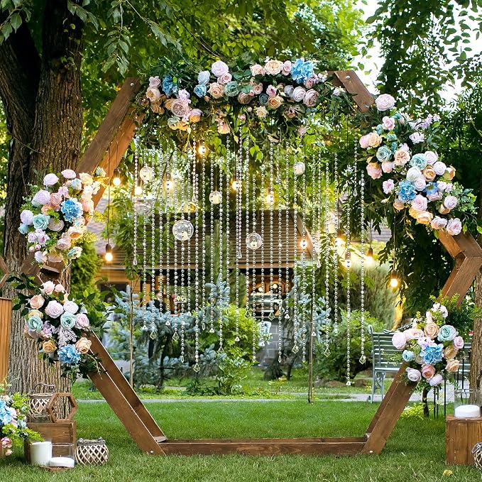 24 Pcs 39 Inch Clear Acrylic Crystal Garland Strands Hanging Crystal Strings Decoration Chandelier Beaded Chain Ornament Beaded Garland Curtain for Wedding Party Manzanita Tree Centerpiece