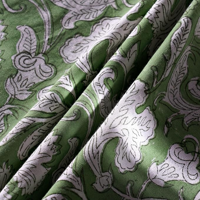 Ridhi Round Tablecloth Hand Block Print 100% Cotton Reusable Sage Green 110 Inch Table Cover Decorative Everyday Use for Dining, Home, Party, Wedding, Farmhouse, Party Gift for Spring, Mother's Day