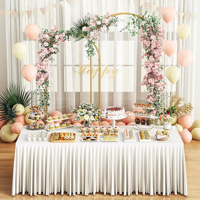 Metal Arch Backdrop Stand 2 Set (6FT/5FT), Gold Wedding Arch Frame, Balloon Arch Stand for Wedding, Baby Shower, Birthday, Ceremony, Party Decor