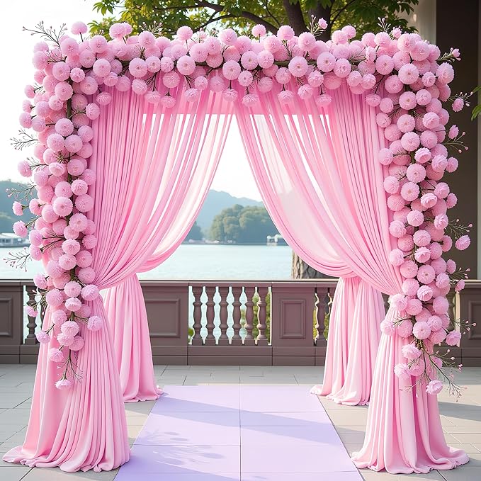Wokceer Pink Backdrop Curtain for Wedding Parties 10x10FT Photo Polyester Backdrop Drapes for Wedding Photoshoot Baby Shower Birthday Party Curtains Photography Background 2 Panels 5x10FT
