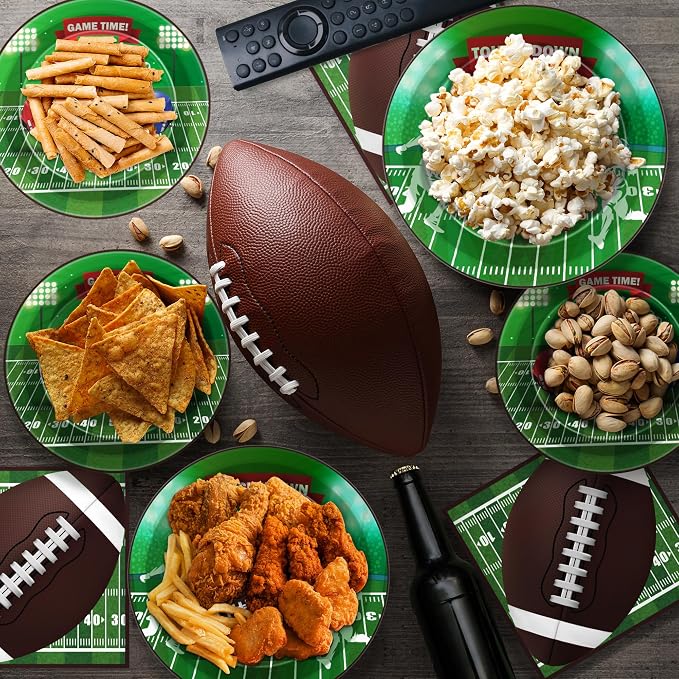 OHOME Football Party Decorations - Super Game Bowl Party Decorations 2027 - Serve 24 - Football Plates Tablecloth Napkins Cups Banner | Football Party Supplies Favors Accessories Birthday Decor