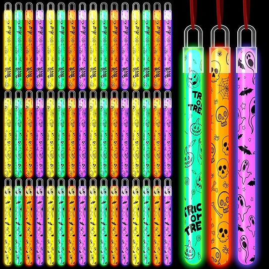 Lewtemi 96 Pcs Halloween Glow Sticks Bulk Glow in The Dark Party Supplies Halloween Party Favors Goodie Bags Fillers