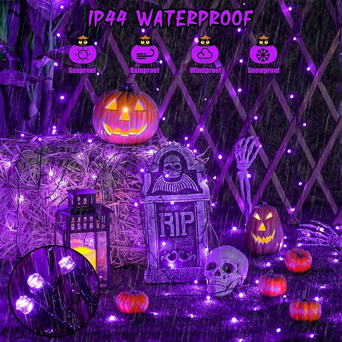 JMEXSUSS 2 Pack Solar String Lights Outdoor Waterproof, Total 400 LED 151FT Solar Christmas Lights Outdoor, 8 Modes Christmas Light for Outside Patio Yard Tree Decorations, Purple