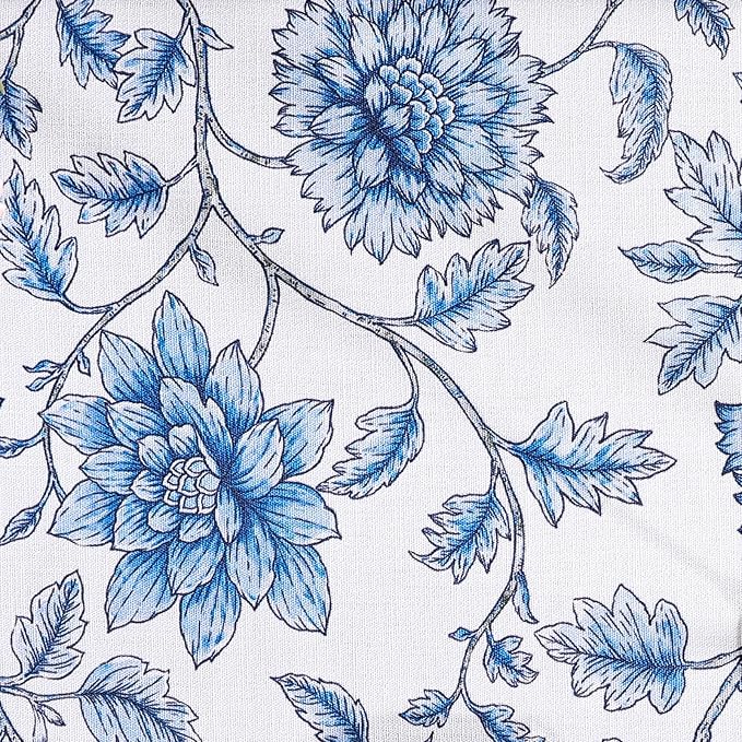 ISAENNE Designer French Linen Round Tablecloth,Diameter 67"-BlueWilow | Chinoiserie Vintage Elegant Table Cloth,Blue Floral Pattern,Beautiful,Dining Room,Kitchen,Tea Party,Thanksgiving,Decor