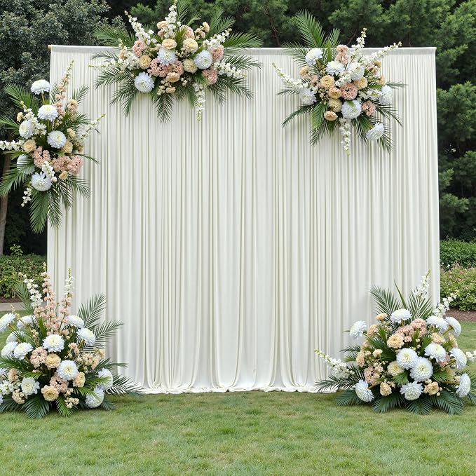 20ft x 12ft Wrinkle Free Ivory Backdrop Curtains for Parties, Ivory Photo Backdrop Drapes 12FT Long Silky Back Drop Cloth for Wedding Birthday Photography Background Decor