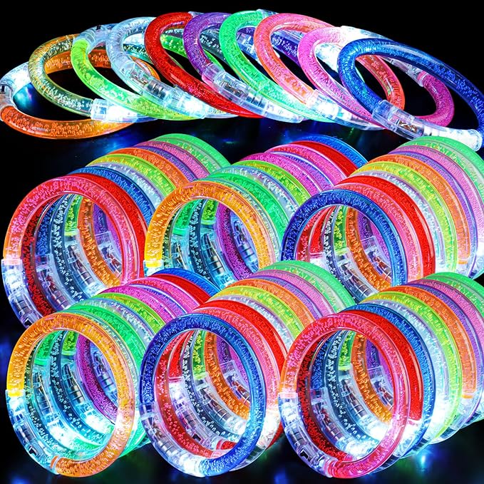 160 Pack Glow Bracelets Bulk, Glow in the Dark Party Supplies, 10 Color LED Light Up Bracelets for Adults & Kids Birthday Wedding Party Favors Concert New Year Carnival Raves