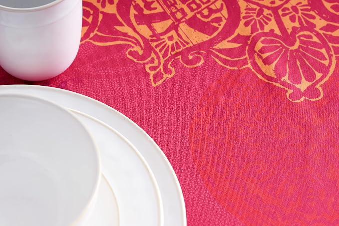Maison d' Hermine Table Cloth Round Table 100% Cotton 69 Inches Fall Tablecloth Reusable Everyday Use for Thanksgiving Christmas Decorations Dining Farmhouse Party (Versailles)