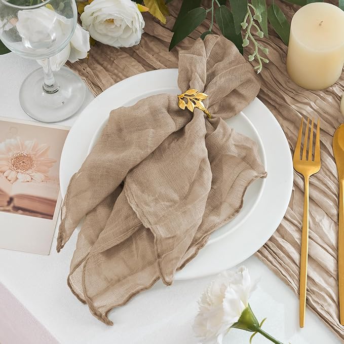 50 Pack Cheesecloth Napkins 20"x20" Nude Boho Gauze Cheese Cloth Napkins Bulk Rustic Dinner Table Decor for Wedding Bridal Baby Shower Party