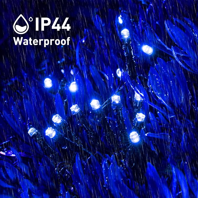 JMEXSUSS 2 Pack Solar String Lights Outdoor Waterproof, Total 400 LED 151FT Solar Christmas Lights Outdoor, 8 Modes Christmas Light for Outside Patio Yard Tree Decorations, Blue