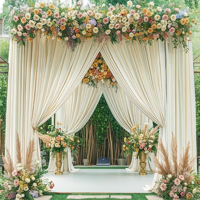 8 Panels Beige Backdrop Curtain for Wedding Parties Wrinkle Free Beige Photo Curtains Backdrop Drapes Fabric Decoration for Baby Shower Photography 40ft(W) x 10ft(H)