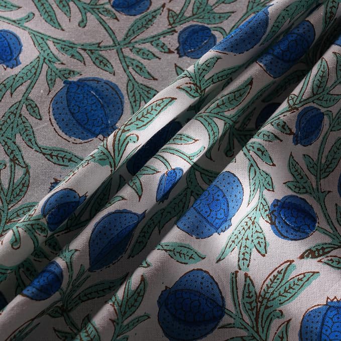 Ridhi Round Tablecloth Hand Block Print 100% Cotton Reusable Queen Blue 132 Inch Table Cover Decorative Everyday Use for Dining, Home, Party, Wedding, Farmhouse, Party Gift for Spring, Mother's Day