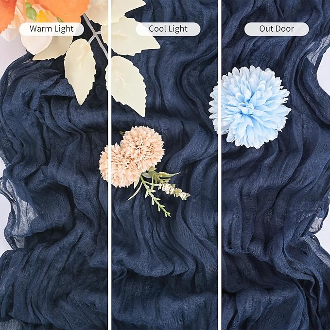 15 Pack Navy Blue Table Runners 17 x 108inch Cheesecloth Table Runner Boho Gauze Table Runner Rustic Sheer Fabric Cheese Cloth Table Runners for Wedding Party Bridal Shower Farmhouse Home Decor