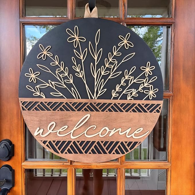 3D Welcome Sign for Front Door (Brown & Black)