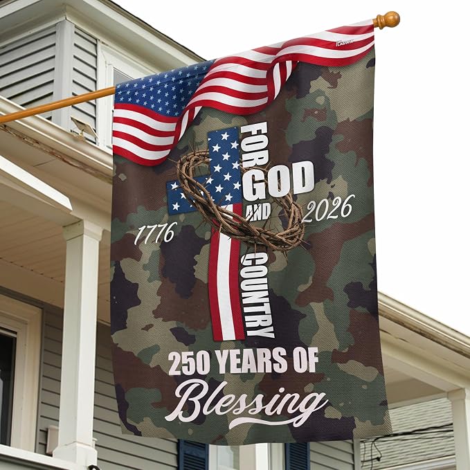 FLAGWIX American 250 Years of Blessing Flag - Polyester Double-sided Yard Flags For Outside House Flag (29.5" x 39.5") - 4th of July Memorial Day Decorations, Gifts For Men Veteran Army Military