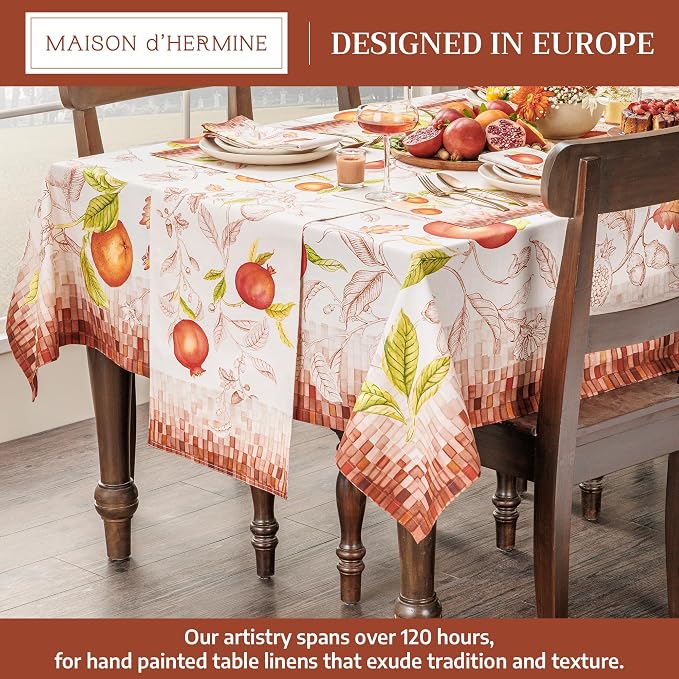 Maison d'Hermine Table Cloth Rectangle Table 100% Cotton 60 x 108 Inches Tablecloth Reusable Decorative Everyday Use for Dining Room, Farmhouse, Home, Party, Festive & Wedding - Vintage Harvest