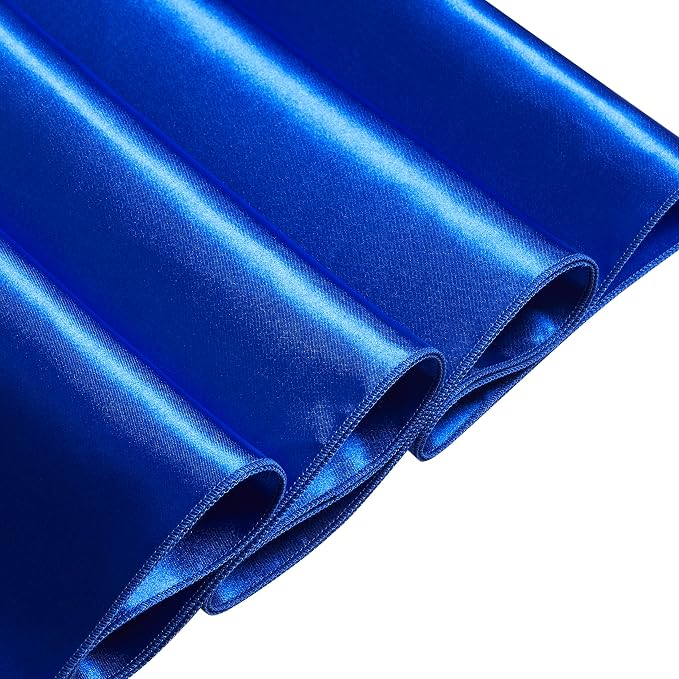 50 Pcs Royal Blue Satin Chair Sashes Bows Universal Chair Cover for Wedding Reception Events Banquets Party, Hotel Event Decorations, 6 x 108 inch